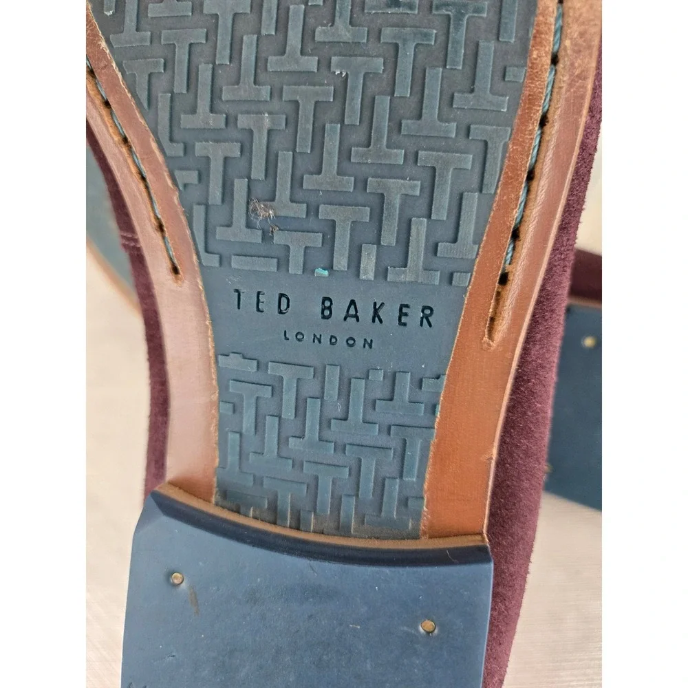 Ted Baker London SIBLAC Burgundy Suede Loafers Mens US 11 EU 44 Parrot Print